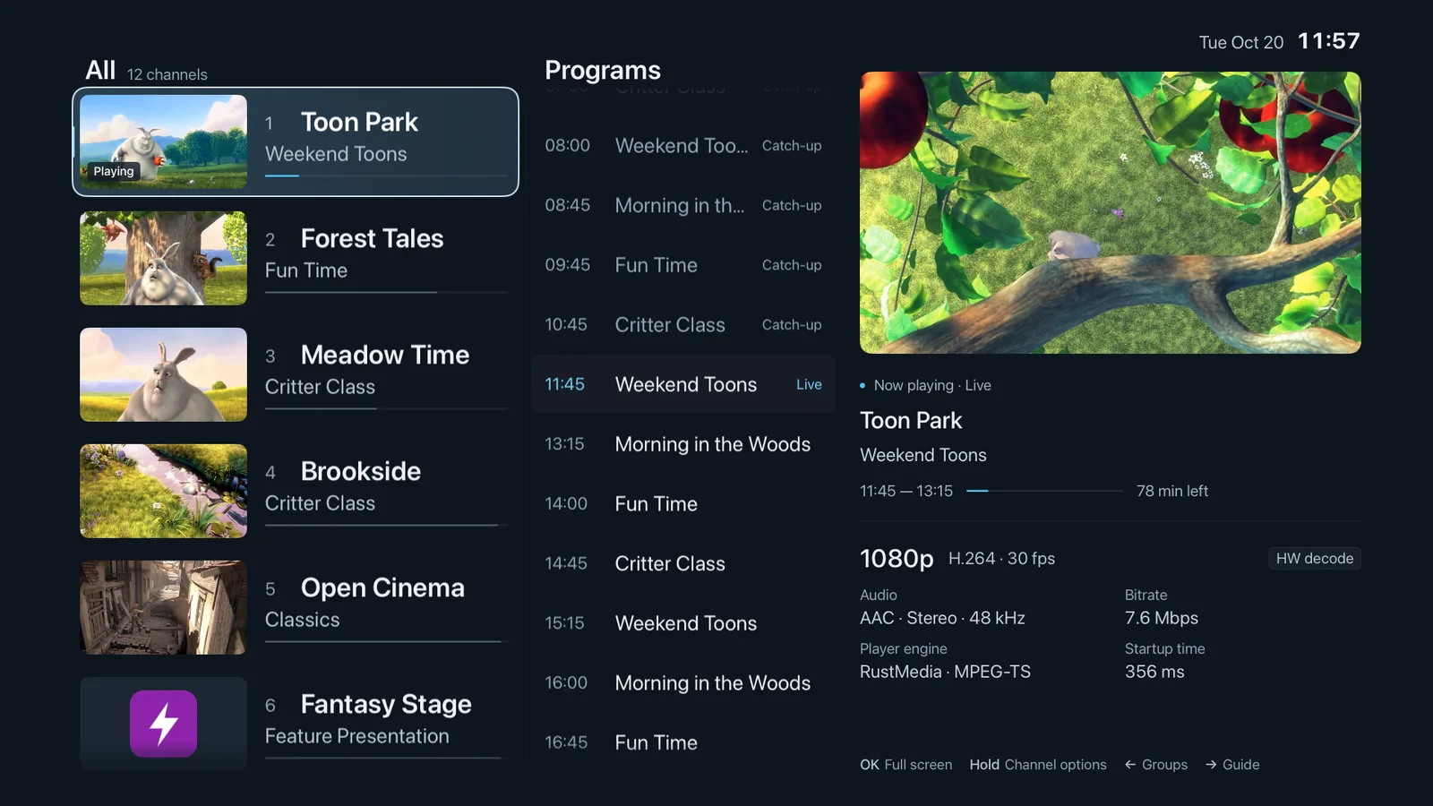 Channel list