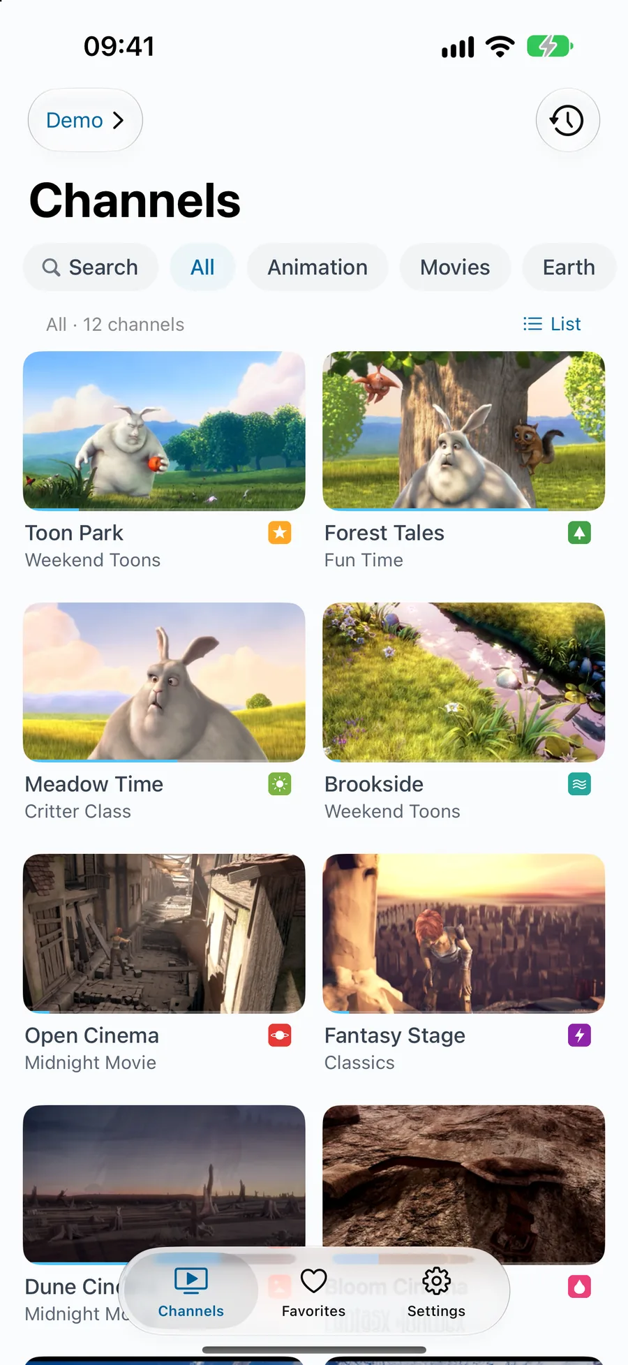 Home · live previews